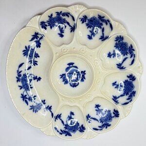 Antique 1880 Minton Blue & White Delft Oyster Plate, 9 1/4”, Victorian A659